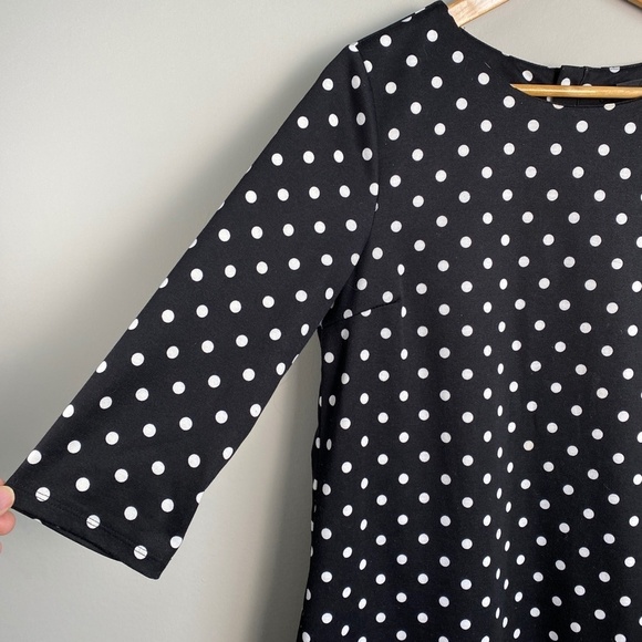H&M Women's Black and White Polka Dot 3/4 Sleeve Popover Mini Dress Size Medium - Picture 3 of 16